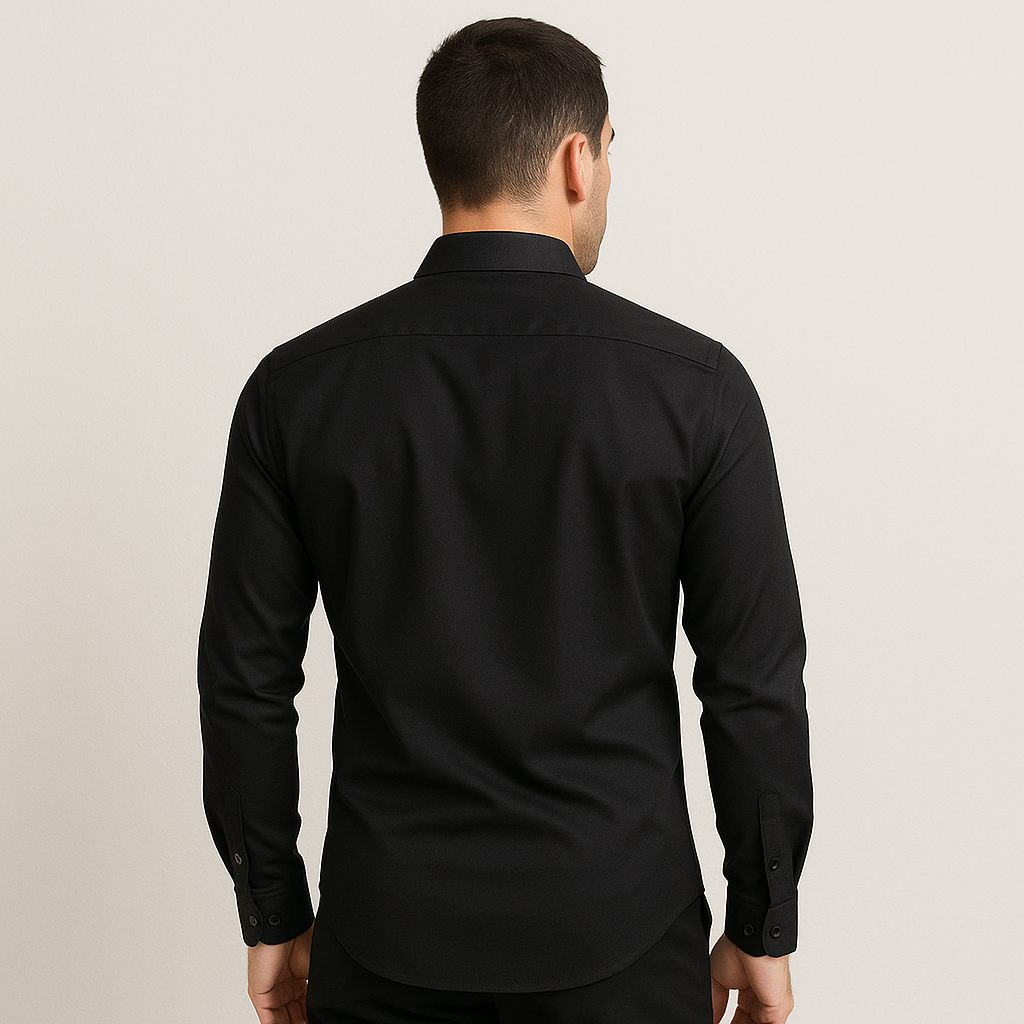 Camisa Social Masculina Slim Invoux NVX159 Preta Costas