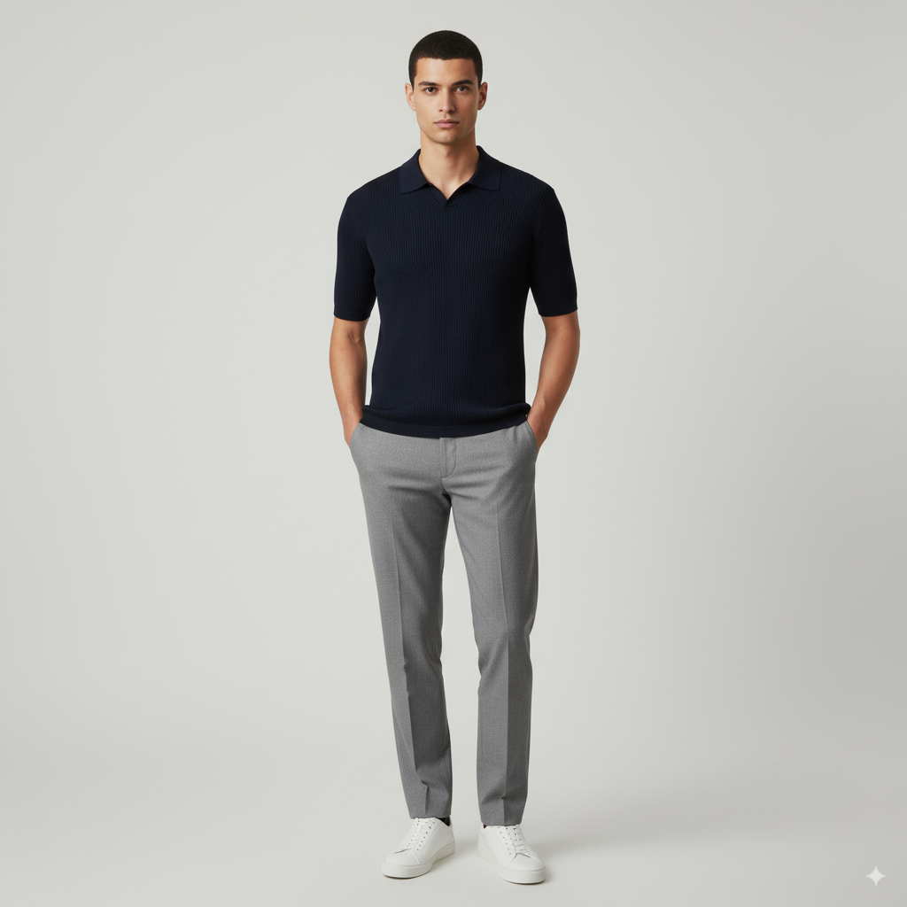 Camiseta Polo Masculina em Malha Invoux NVX162 Preto 4