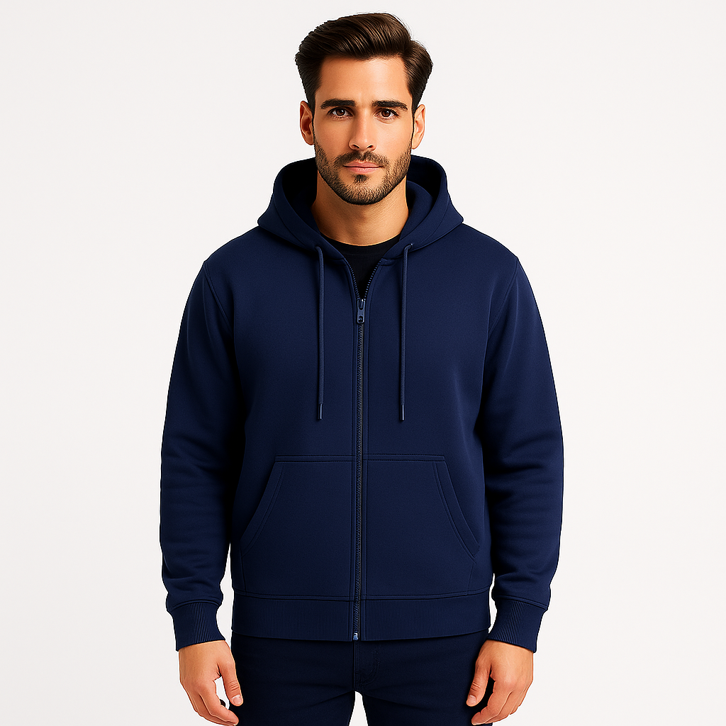 Blusa Moletom Masculina Azul com Ziper Invoux NVX129