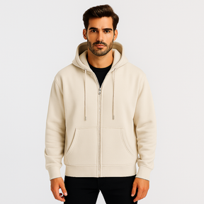 Blusa Moletom Masculina Branca com Ziper Invoux NVX129