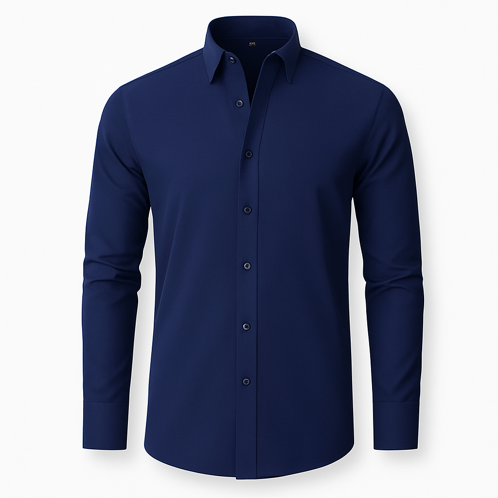 Camisa Social Masculina Manga Comprida Invoux NVX132 Azul Marinho