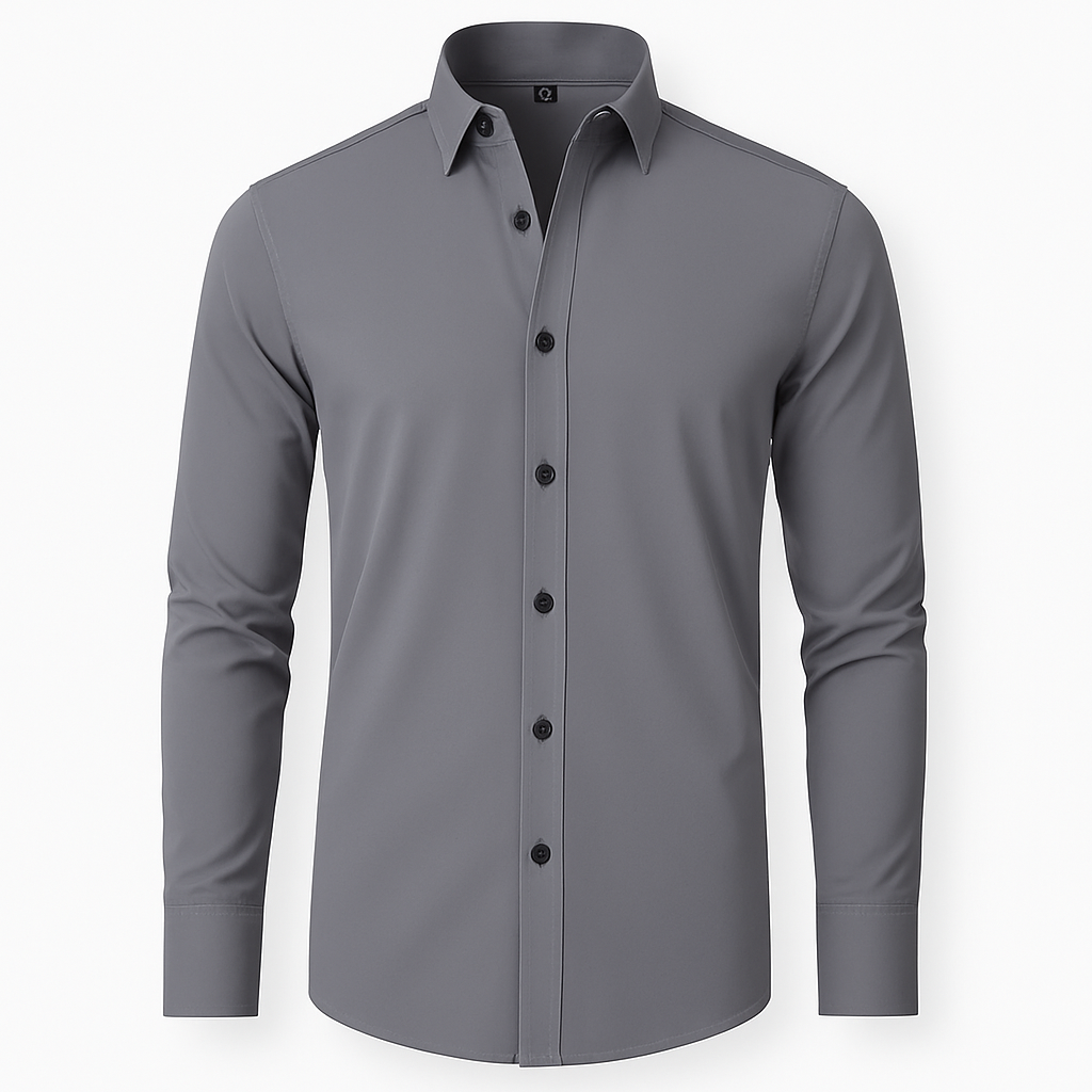 Camisa Social Masculina Manga Comprida Invoux NVX132 Cinza