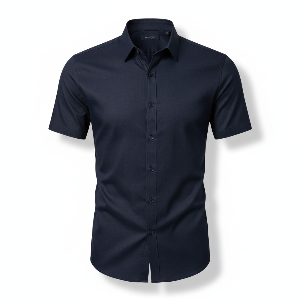 Camisa Social Masculina Manga Curta Slim Fit Invoux NVX161 Preta