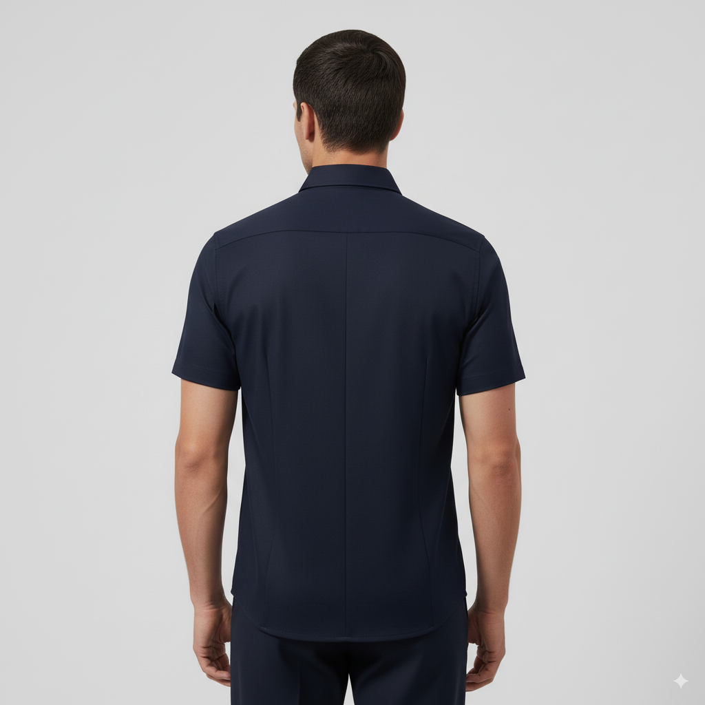 Camisa Social Masculina Manga Curta Slim Fit Invoux NVX161 Preta 3