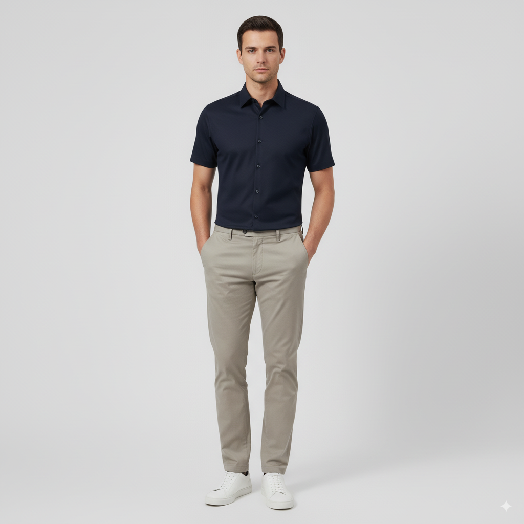 Camisa Social Masculina Manga Curta Slim Fit Invoux NVX161 Preta 4