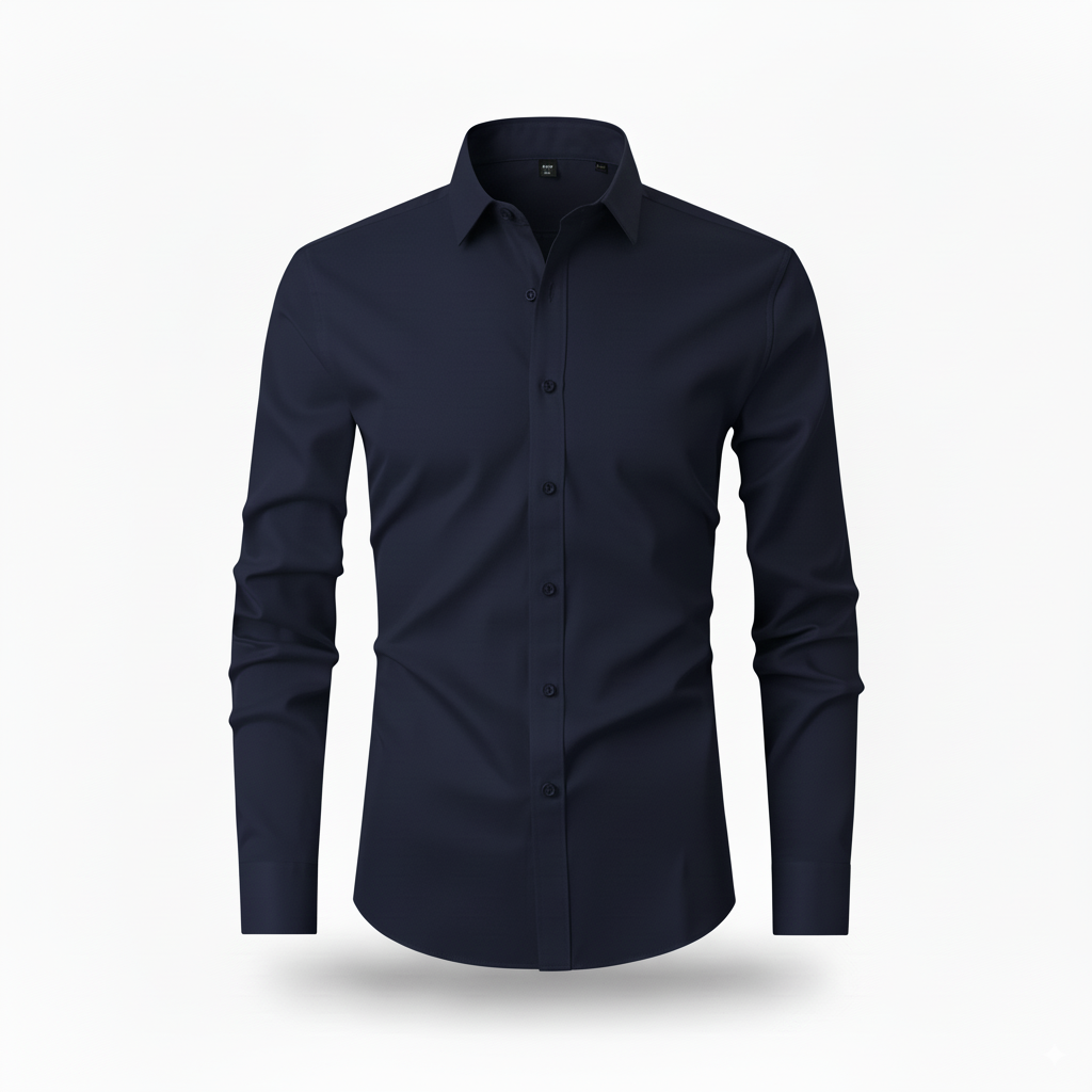 Camisa Social Masculina Manga Longa Slim Invoux NVX166 Azul Escuro