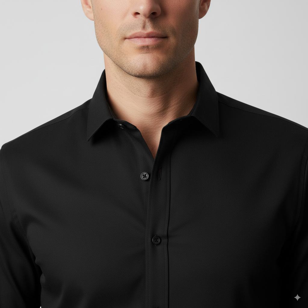 Camisa Social Masculina Manga Longa Slim Invoux NVX166 Preto 2