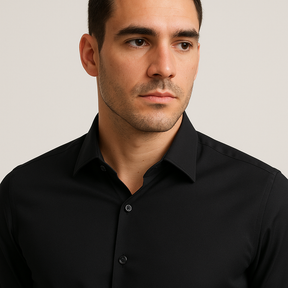 Camisa Social Masculina Slim Invoux NVX159 Preta Detalhe