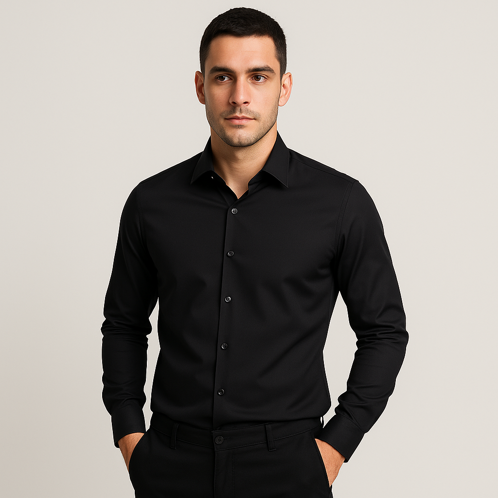 Camisa Social Masculina Slim Invoux NVX159 Preta Frente