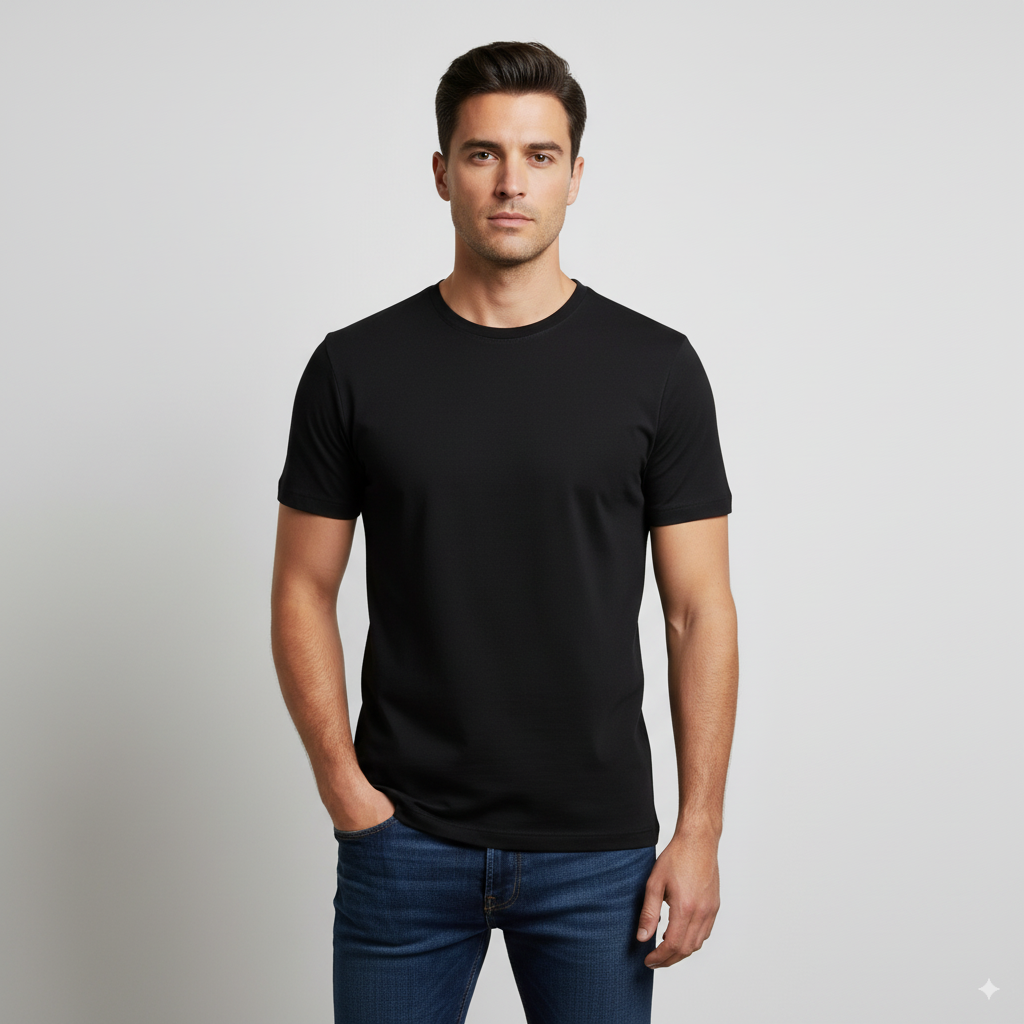 Camiseta Masculina Algodão Peruano Slim Invoux NVX164 Preta 1