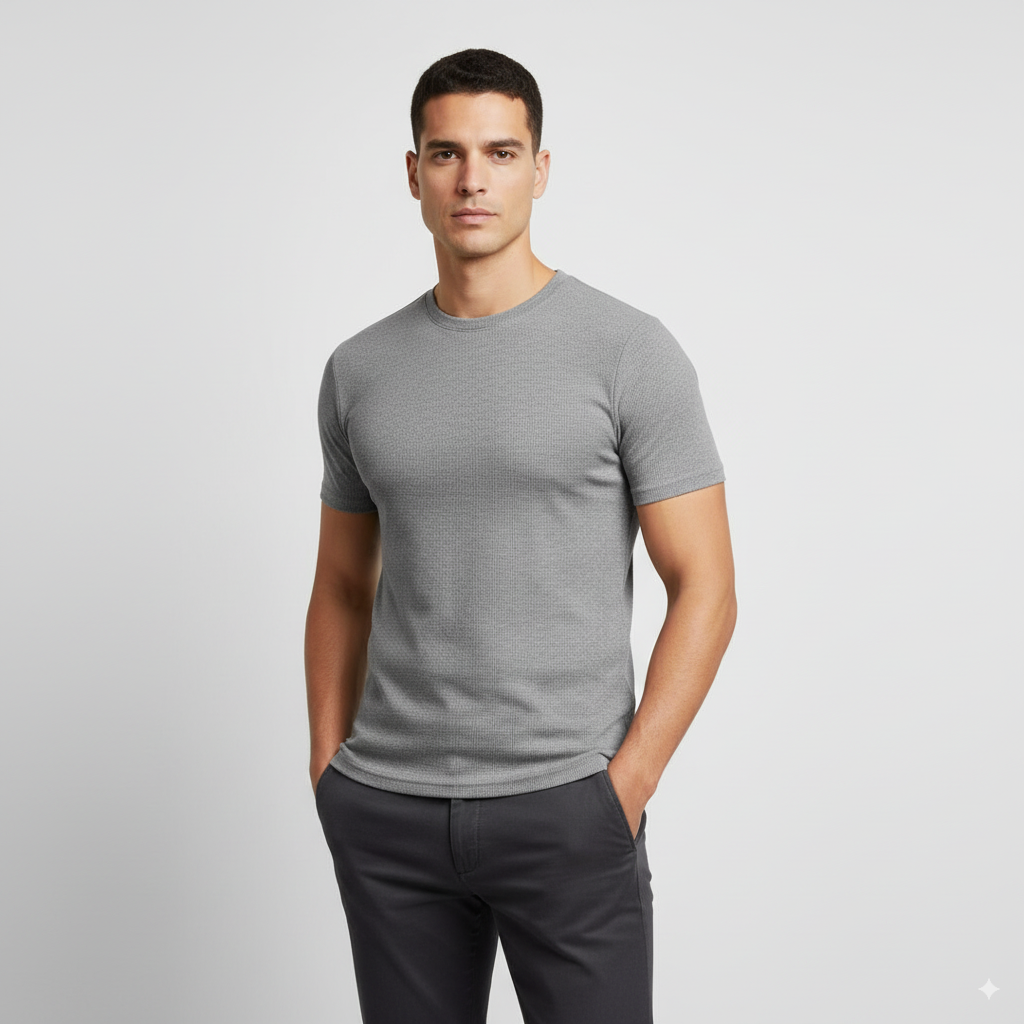 Camiseta Masculina Canelada Slim Invoux NVX163 Cinza 1