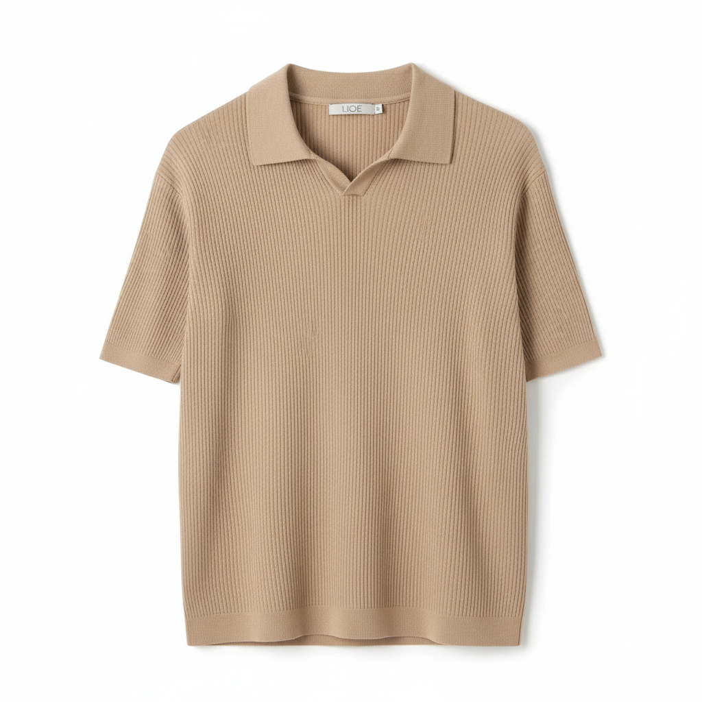 Camiseta Polo Masculina em Malha Invoux NVX162 Bege