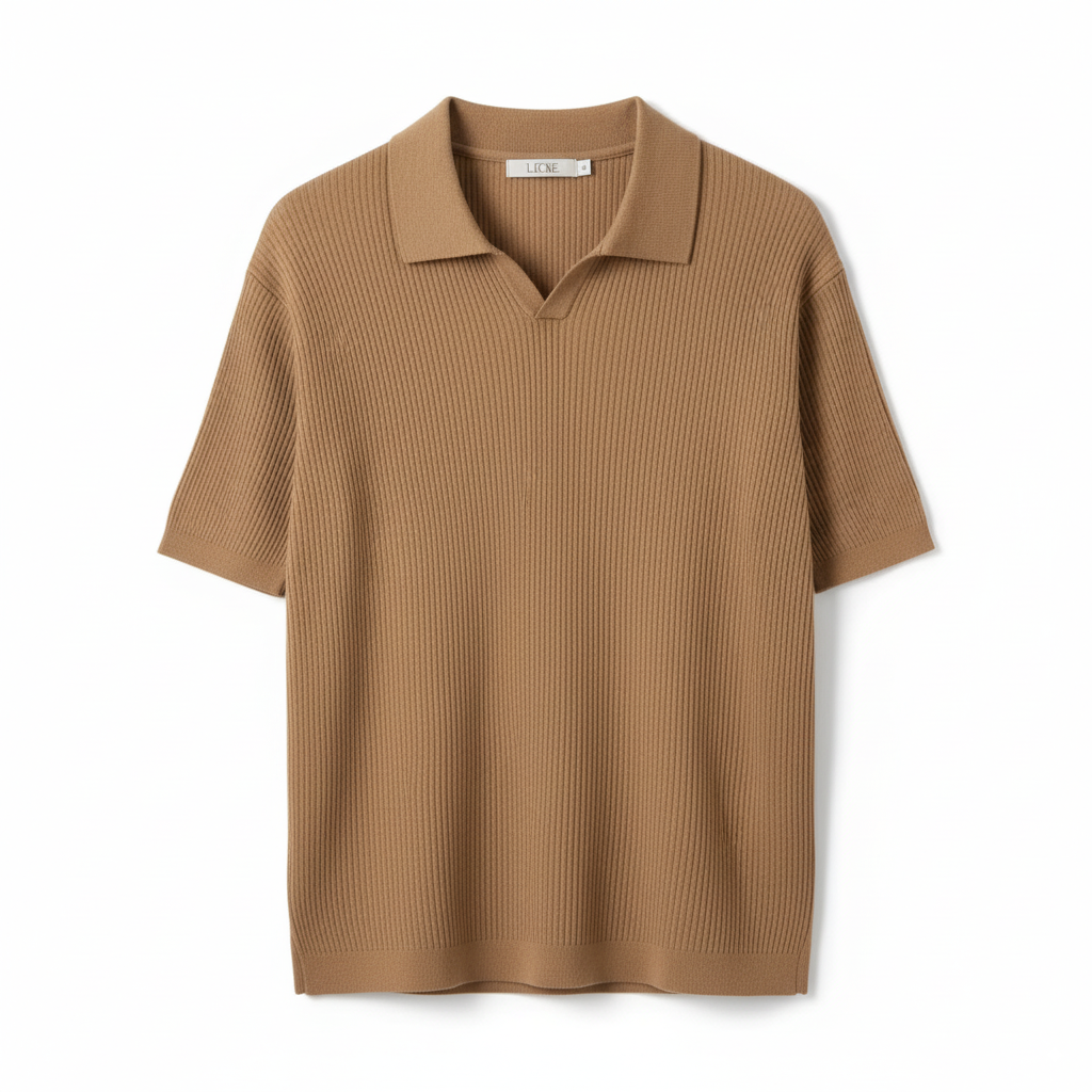 Camiseta Polo Masculina em Malha Invoux NVX162 Marrom