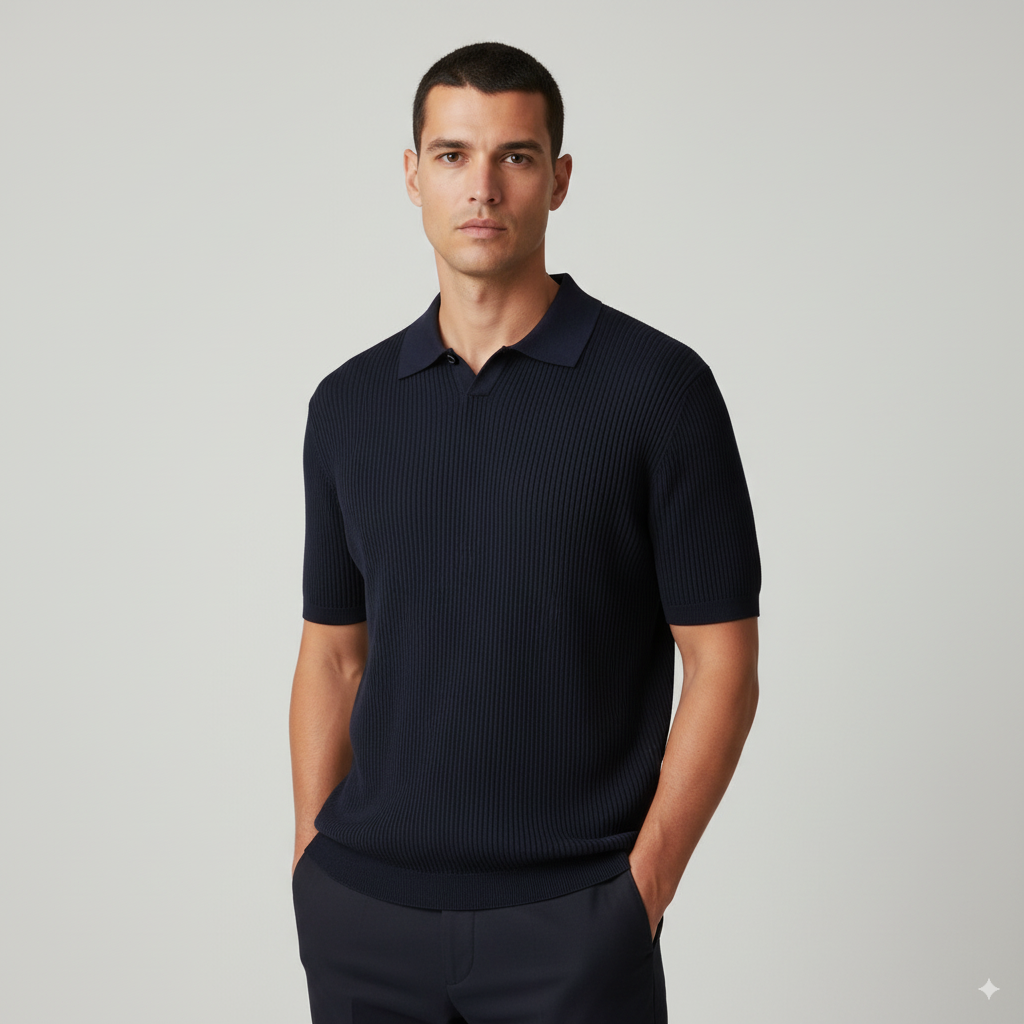 Camiseta Polo Masculina em Malha Invoux NVX162 Preto 1