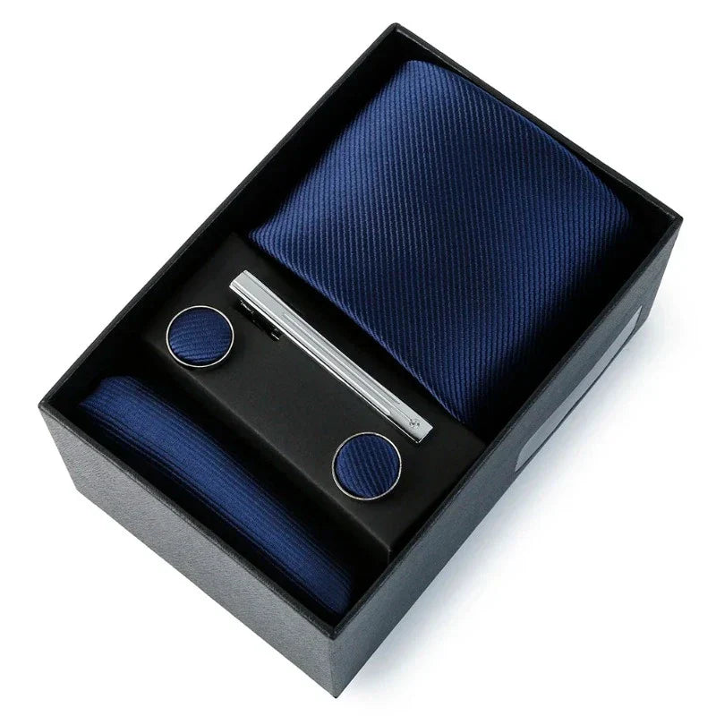 Conjunto Gravata Lisa Invoux NVX138 Azul Escuro
