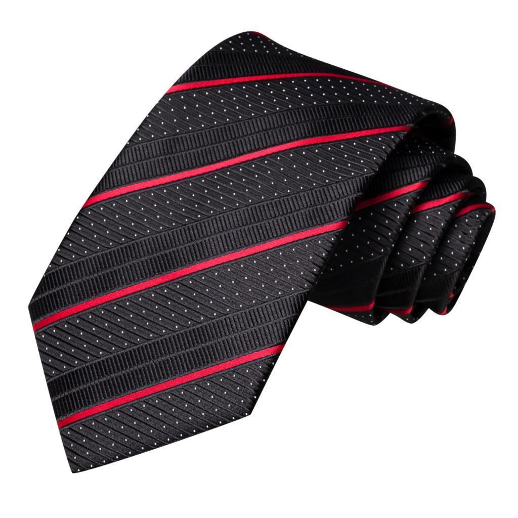Conjunto Gravata de Seda Invoux NVX134 Preta e Vermelha 3