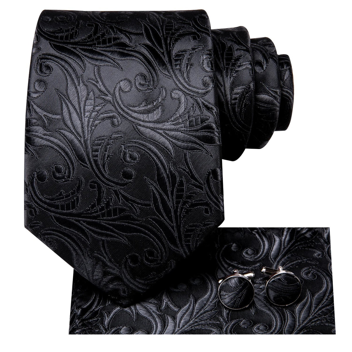 Conjunto Gravata de Seda Invoux NVX141 Preto Estampado 1