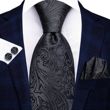 Conjunto Gravata de Seda Invoux NVX141 Preto Estampado