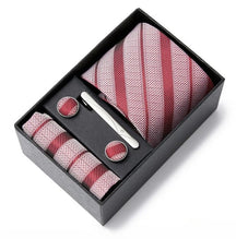 Conjunto Gravata de Seda Listrada Invoux NVX148 Vermelho