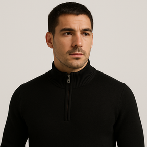Suéter Básico com Zíper Invoux NVX125 Preto Detalhes